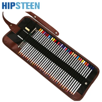 

HIPSTEEN 72 Hole Multi-function Canvas & Leather Roll-Up Pencils Wrap Case Sketch Holder Artist Organizer - Black
