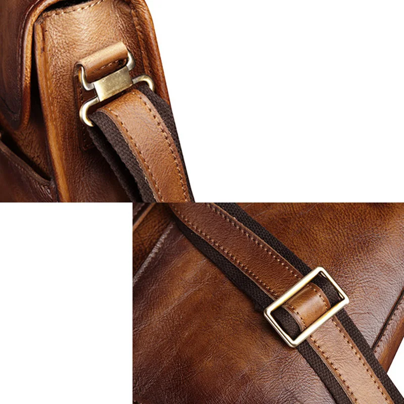 AETOO Men's leather handbags, vintage leather cream men's shoulder bags, men's crossbody bag