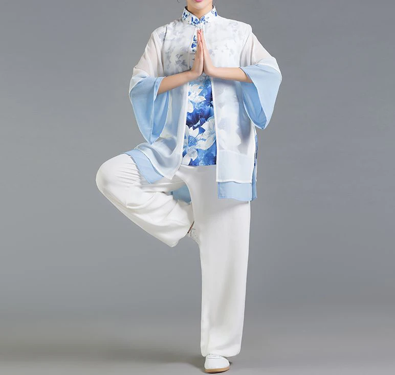 

6color Summer&spring 3pcs/set Tai chi suit female veil cotton&linen uniforms Chinese wind clothing kung fu martial arts uniforms