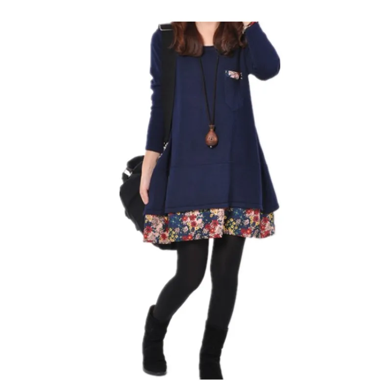 2014 new winter fashion dresses for pregnant women Maternity winter fashion large size Long Sleeve Maternity Dresses Maternity