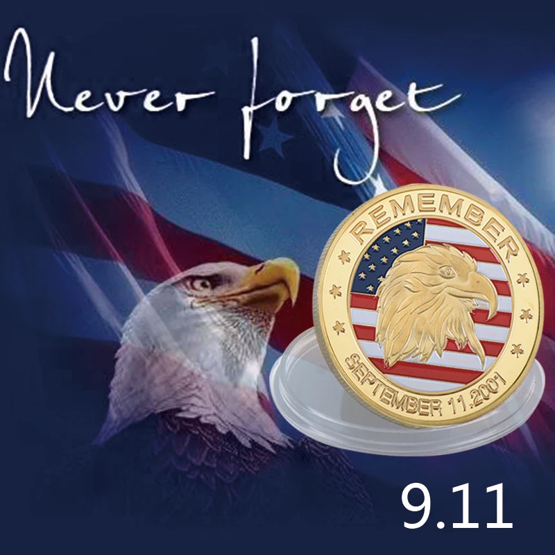 

WR United States September 11th Gold Plated Commemorative Coin US Eagle Challenge Metal Coin for Business Gifts