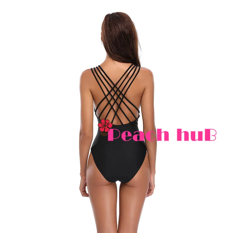 

Whole Swimsuits Sport Swimsuit Black Women Swimsuit One Piece Suits Bath Cross Halte Backless Swimwear Retro Swimwear
