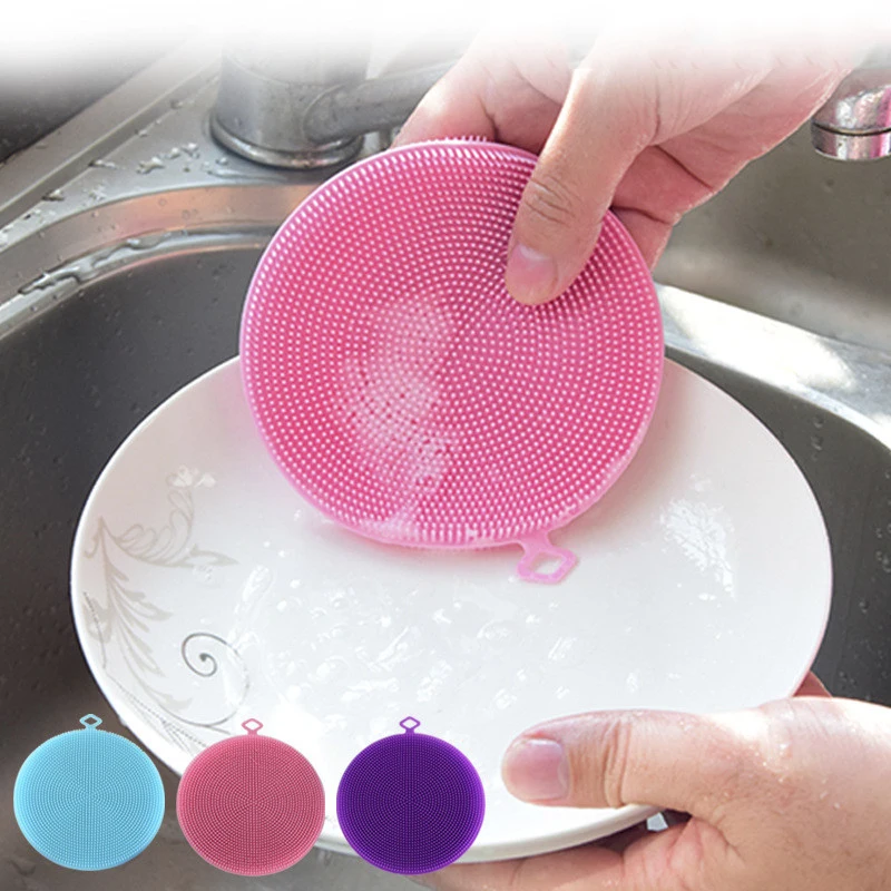 

Silicone Multifunctional Dishwashing Brush Fruit Vegetable Cleaning Brush Non Stick Oil Decontamination Two Side Scouring Pad 25