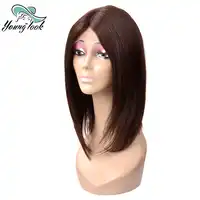 Younglook Human Hair Front Straight Lace Wig Middle Part #2 12-16 Inch Non-Remy Hair Silky Straight Wig For Fashion Woman