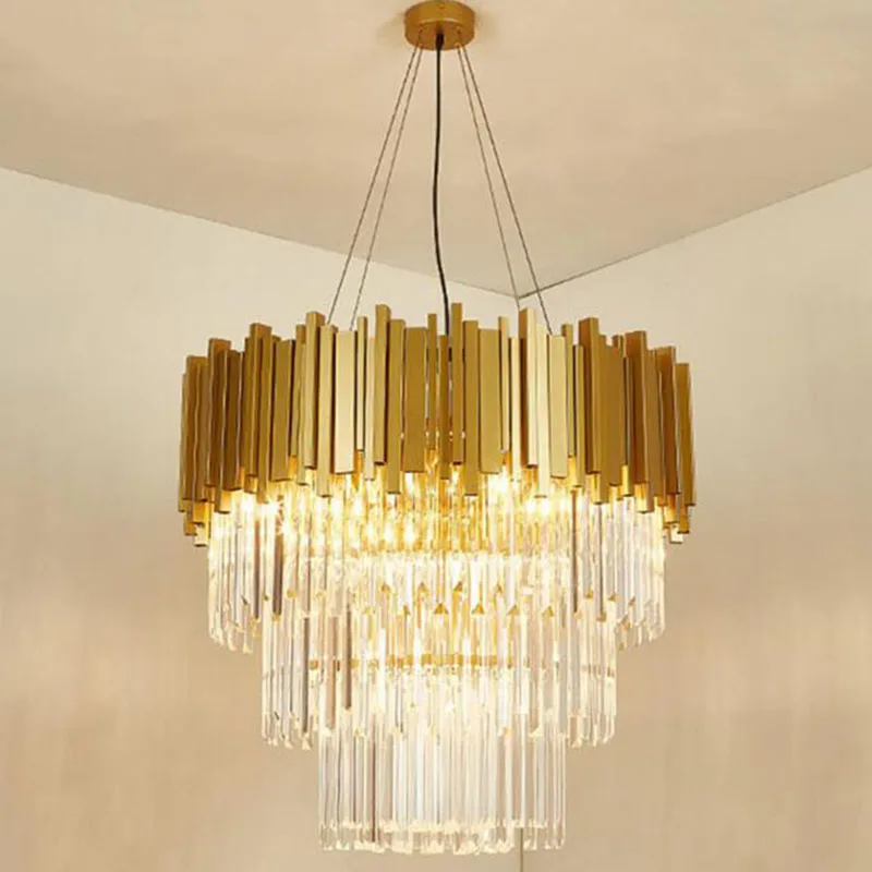 Роскошный дизайн, хрустальные люстры, современная лампа AC110V 220 v, Золотая столовая, гостиная, люстры, светодиодный хрустальный светильник