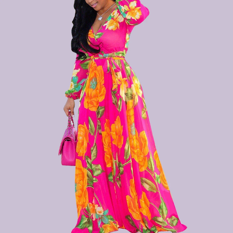 

Way Wrap Convertible Boho Maxi Club Elegant Red Dresses Sukienka Women Green Floral Dress Robe 2019 Multiway Dress Deep V Neck