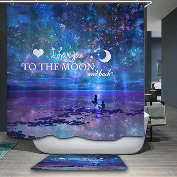 

Night sky Shower Curtains Waterproof polyester Fabric Bathroom Curtain With Hooks Custom Shower Curtain For Home Decor romance