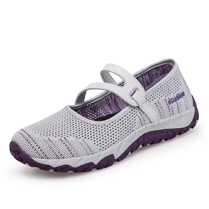 grey shoes Летняя модная женская обувь на плоской подошве; женская Повседневная дышащая обувь из сетчатого материала; мокасины; zapatos mujer; женские мокасины; слипоны для мам - Color: grey shoes