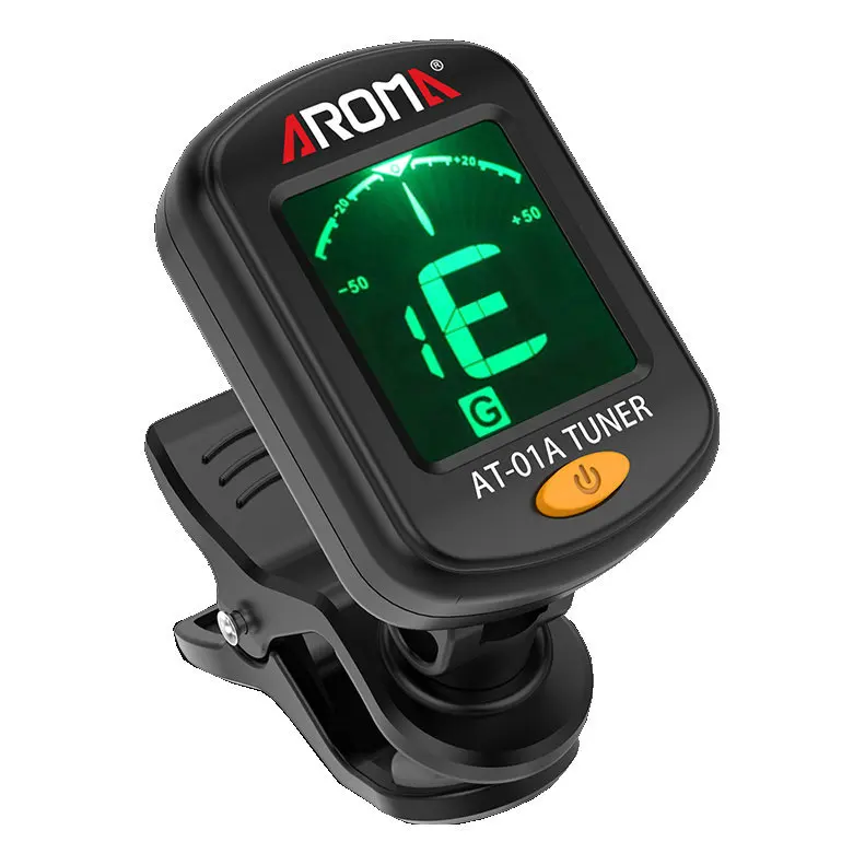 

AROMA acoustic guitar tuner mini portable clip-on digital electric professional ukulele Bass LCD tuner AT-01A Foldable Rotating