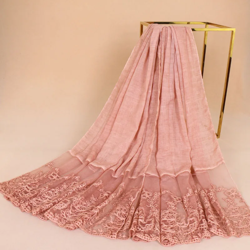

Plain Solid Lace Floral Patchwork Bandhnu Viscose Shawl Scarf Ladies Fashion Wrap Soft Pashmina Hijab Muslim Headband 190*90cm