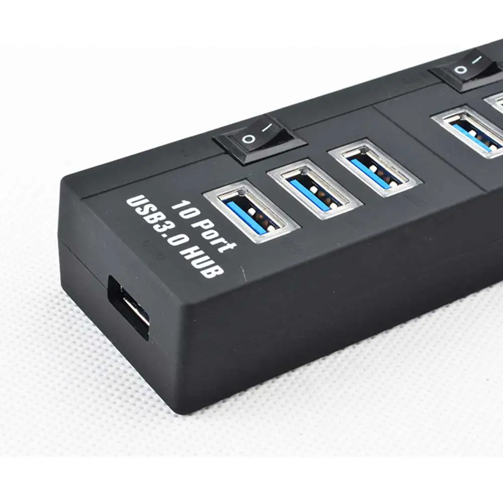 Мини USB Hub 3 0 10 Порты Обмен Switch Высокое Скорость разветвитель адаптер для ПК