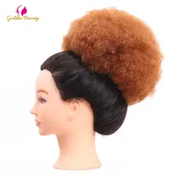 Золотой Красота 8 дюймов Для женщин вьющиеся шиньон с Пластик гребень Поддельные волос парики Синтетические пряди для наращивания волос