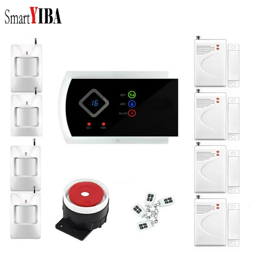 

SmartYIBA APP Control Wireless Door/window Sensor Burglar Alarm PIR Motion Alarm Kits Home Security Alarma GSM SMS Alarm