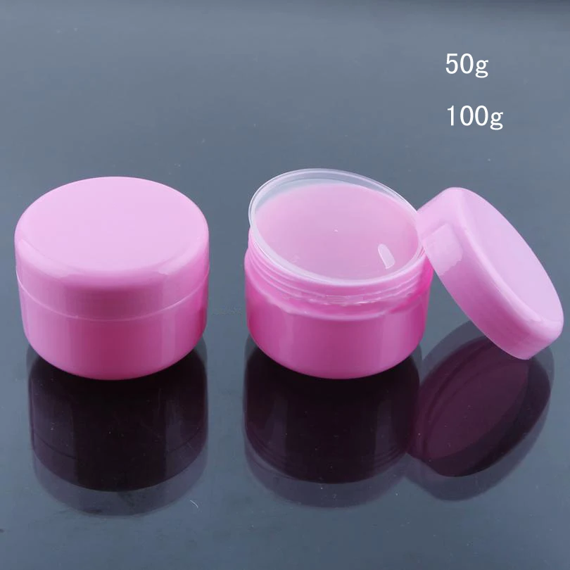 100G Jar, Pink Plastic Jar, Empty Cosmetic Jarin Storage Bottles & Jars from Home & Garden on