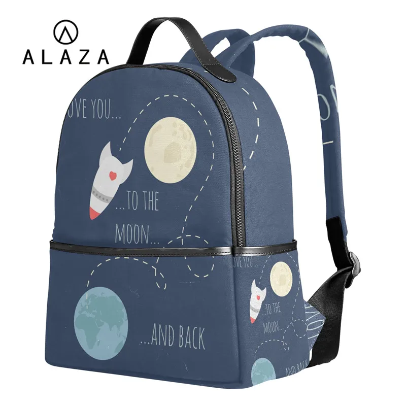 

ALAZA School Backpack I Love You To The Moon And Back Prints Travel Bag for Women Large Capacity Student Backpack 2019 Gift
