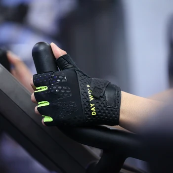 

DAY WOLF Gloves Training Fitness Weightlifting Riding Genuine Leather Palm Handguards Strong Grip Breathable Comfort Fit