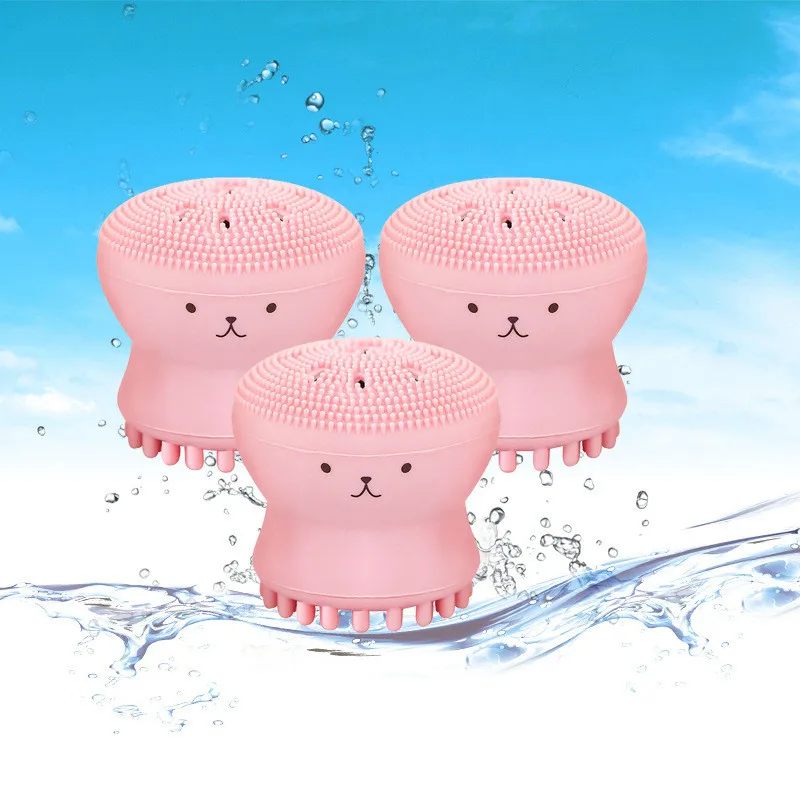 

New Beauty Face Skin Care Cleaning Tools Cute Octopus Jellyfish Facial Cleansing Brush Facial Puff Massage Exfoliating Wash Tool