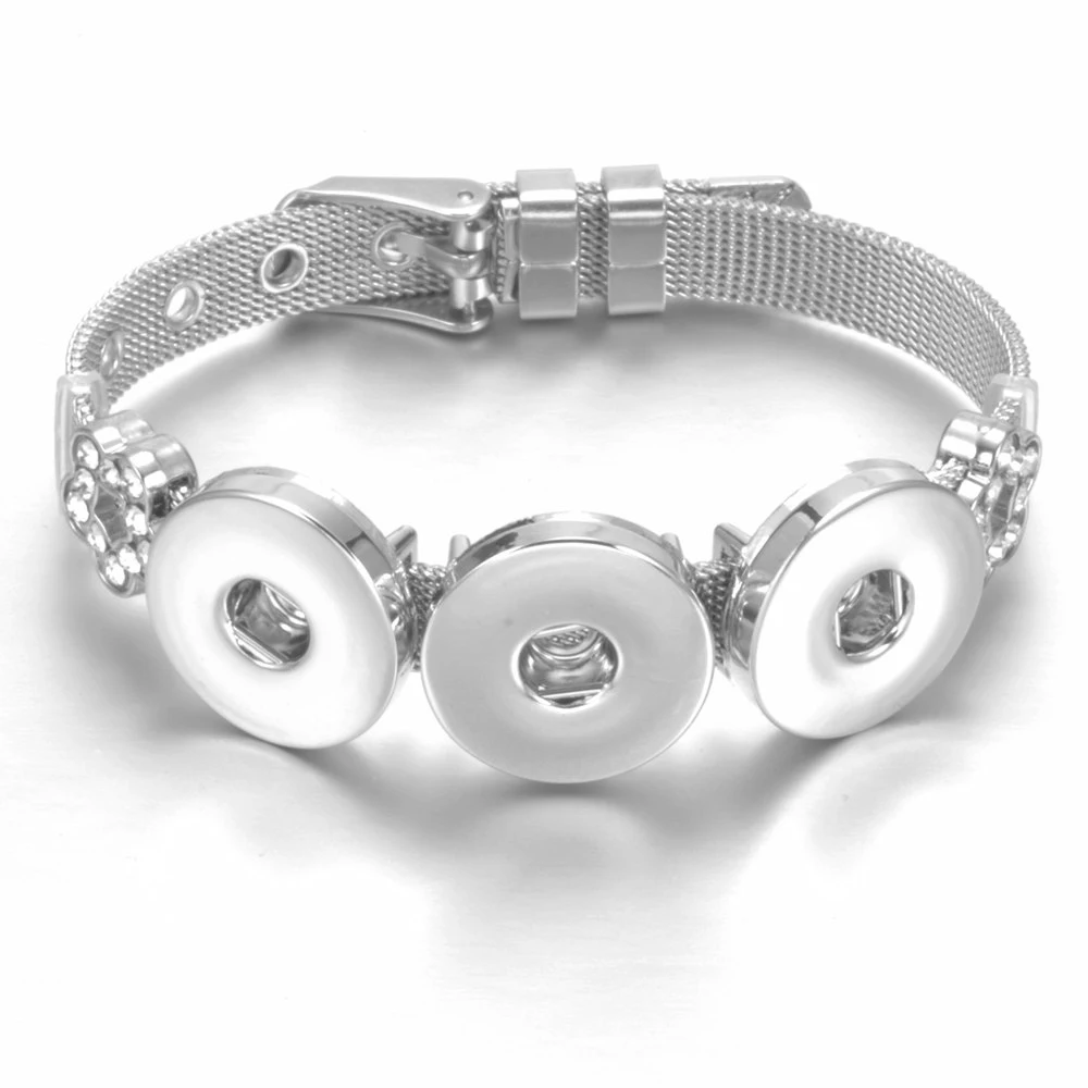New 3 Snaps Multi Stainless Steel 18mm snap bracelets & Bangle 18mm Snap Button Jewelry For DIY Snap Jewelry SZ0452i