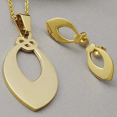 

Cute Small Pendant/Earrings Set Simple Gold Color Jewellery Sets Women Party Accessory 316L Stainless Steel bijioux