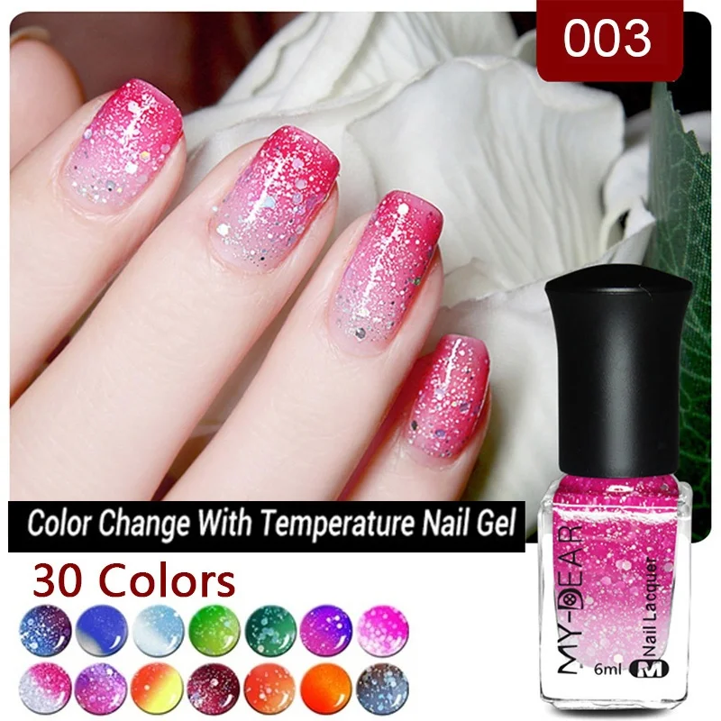 

MYDANCE 30 Colors Gel Nail Polish Temperature Changing Lamp LED Nails Gel Soak Off Gradient Color Glitter Nail Art Gel Polish