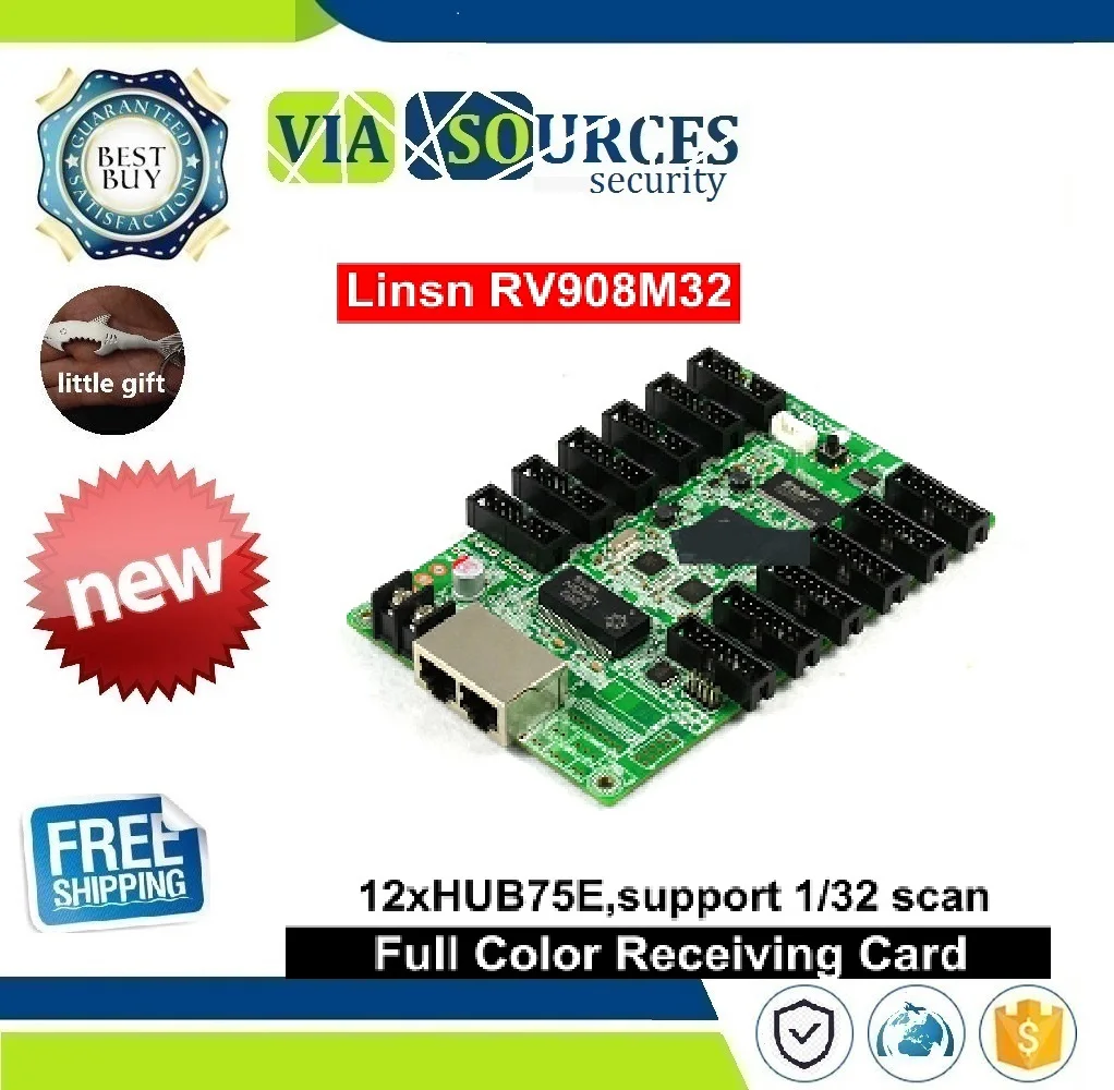 

Linsn RV908 RV908M32 Led Video Display Receiving Card 12xHub75 Ports Support P2/P2.5/P3 Indoor 1/32 Scan LED Module