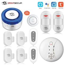 SMARSECUR wifi охранная сирена WiFi умная сирена Tuya Smart Wrok с датчиками 433 МГц