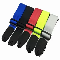 Premium Leather Adjustable Guitar Strap - Black, Red, and Blue (Black)