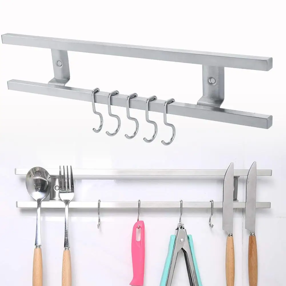Магнитное настенное крепление кухонный нож плита Инструмент Органайзер стеллаж для хранения с крючками горячая распродажа