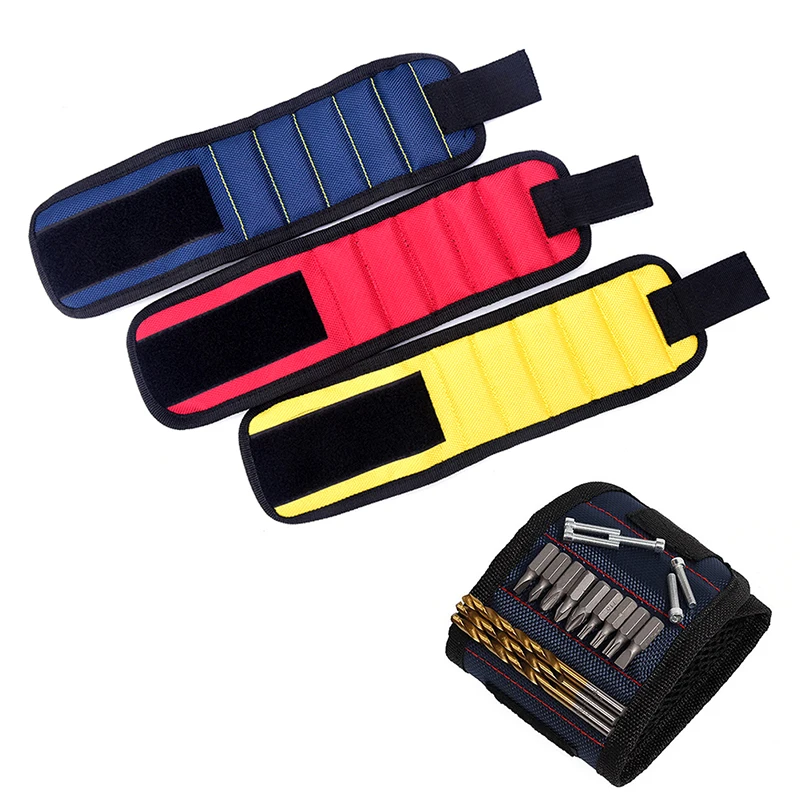 1PC Polyester Magnetic Wristband Portable Tool Bag Electrician Wrist Tool Belt Screws Nails Drill Bits Repair Tools 10*34 cm