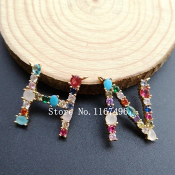 

20pcs/lot 2019 Hot Sale 26 Letter Pendant With CZ Settings Colorful CZ Letter Charms For DIY Jewelry