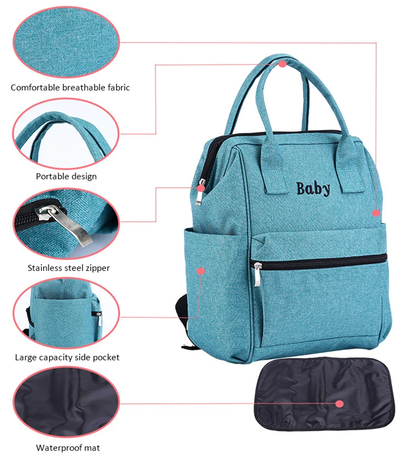 Детская сумка для подгузников чистый цвет простой Мумия уход за младенцем подгузник для мам сумка 50 см большая емкость водостойкий бизнес