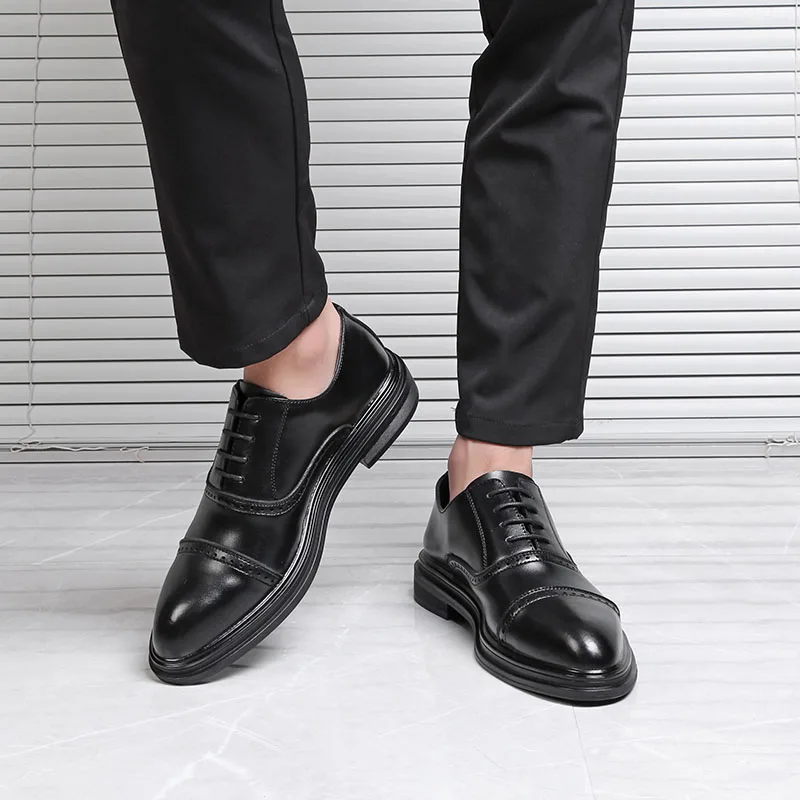 Мужские туфли-Броги из натуральной кожи; деловая модельная обувь bullock на шнуровке; мужские оксфорды; Мужская официальная обувь