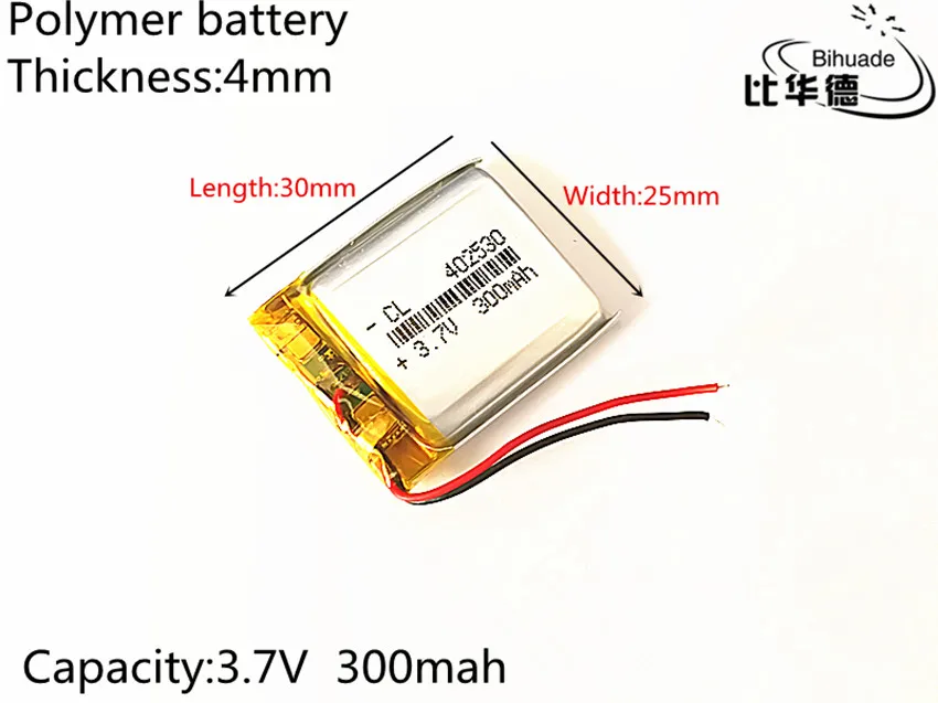 10 шт. 3,7 в, 300 мАч, 402530 плиб полимерный литий-ионный/литий-ионный аккумулятор для gps, mp3, mp4, mp5, dvd, bluetooth, модель игрушечного мобильного bluetooth