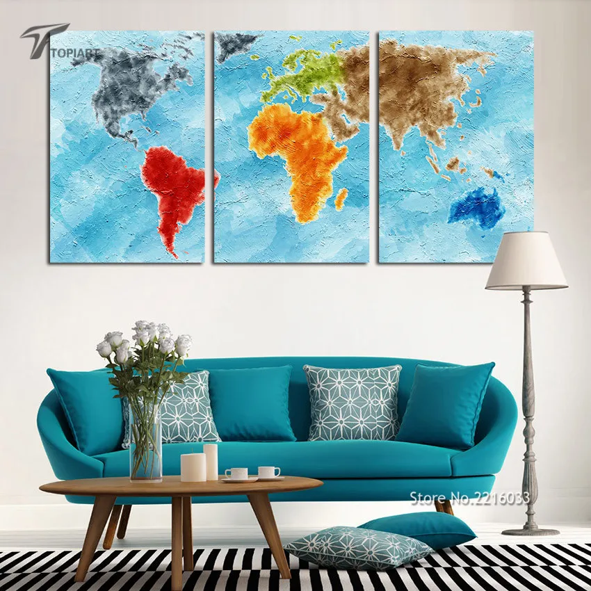 Large Wall Art Canvas Print Turquoise World Map on Grunge Vintage ... Large Wall Art Canvas Print Turquoise World Map on Grunge Vintage ...