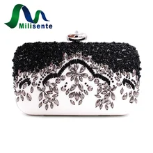 Neue Schwarz Und Weiß Kupplung Vintage Stil Hochzeit Tasche Kleine Abend Kupplungen Handtasche Frauen Taschen Mit Kette Dame Handtaschen