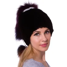 Роскошные женские шапки ручной работы на осень и зиму из натуральной шапочки с мехом норки брелок на сумку Женские теплые шапки VF5054