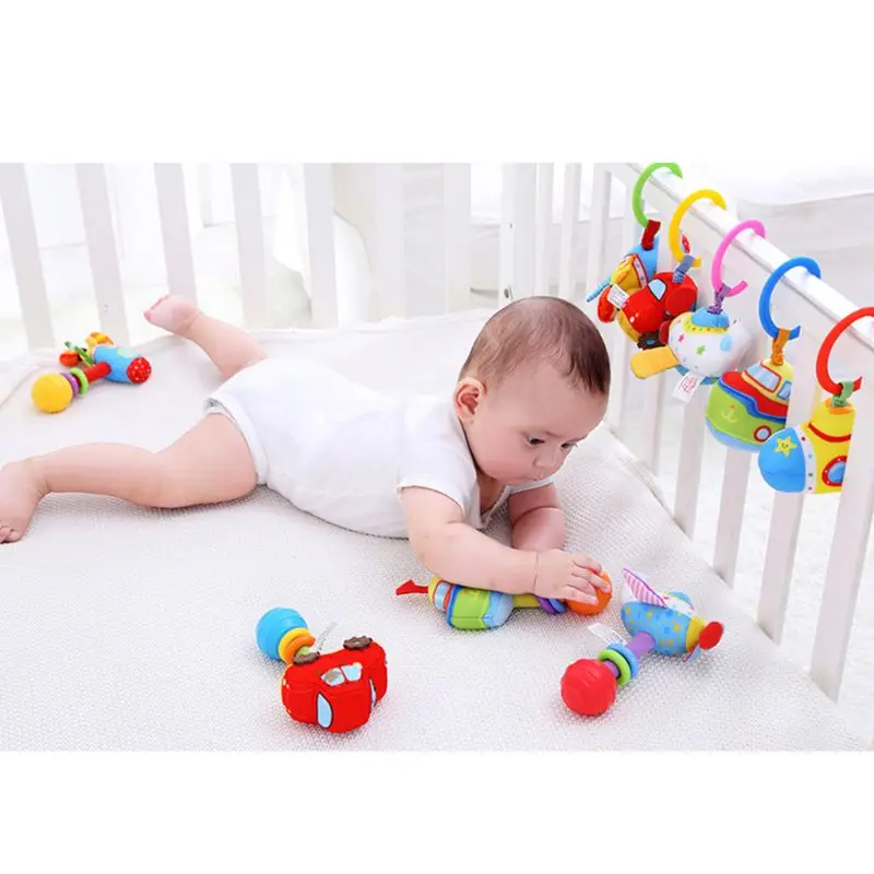 

Cartoon Plush Baby Rattle Jingle Sound Grasping Musical Hand Shaker Cots Hanging Bell Intelligent Development Educational Toy