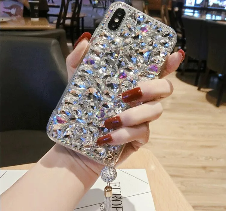 

LaMaDiaa Bling Shape Tassel Rhinestone Crystal Luxury TPU Phone Cover For Xiaomi Redmi5 6 4X 4A 5A 6A Note4 5 6 7 Pro Phone Case