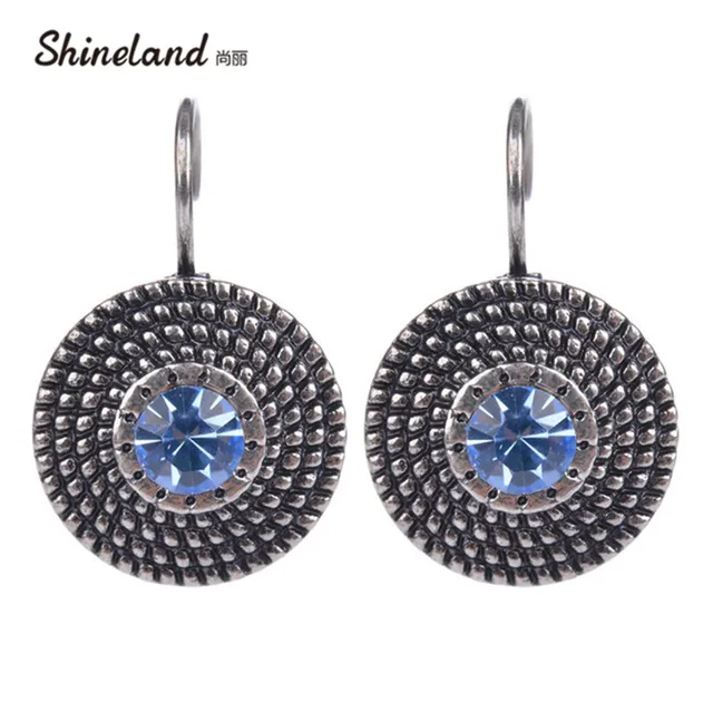 New Trend Jewelry Silver Color Clip On Earring Vintage Crystal New Trend Jewelry Silver Color Clip On Earring Vintage Crystal Multicolor Beads Round Statement Earrings