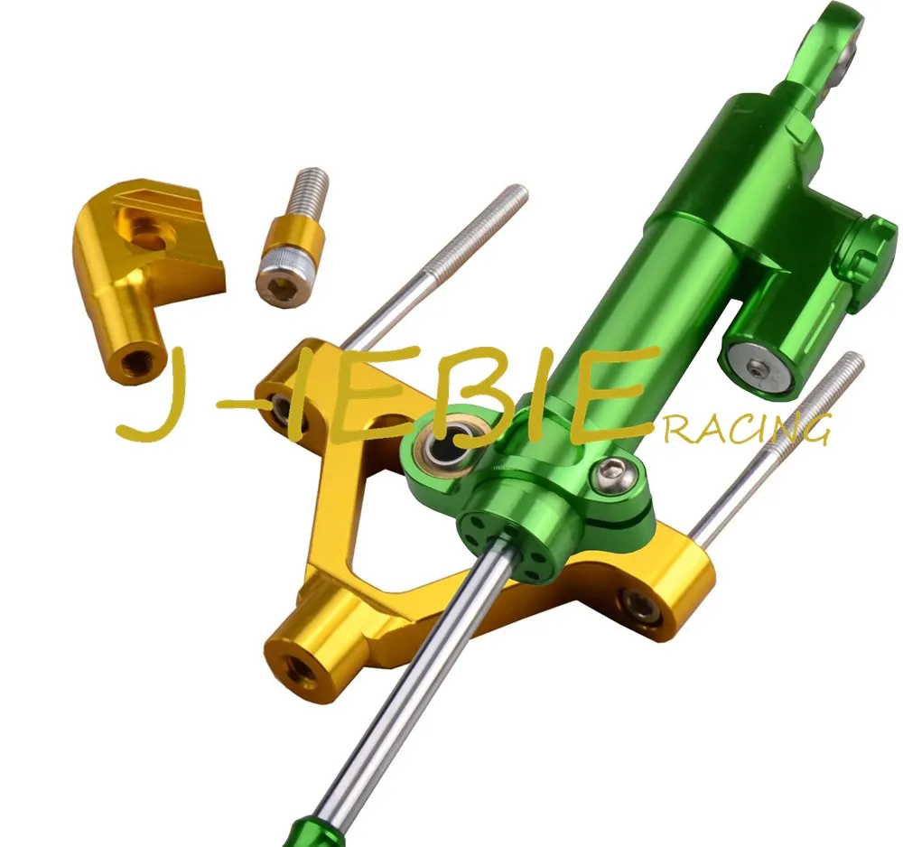 CNC Steering Damper Stabilizer and Gold Bracket Mounting For Kawasaki
