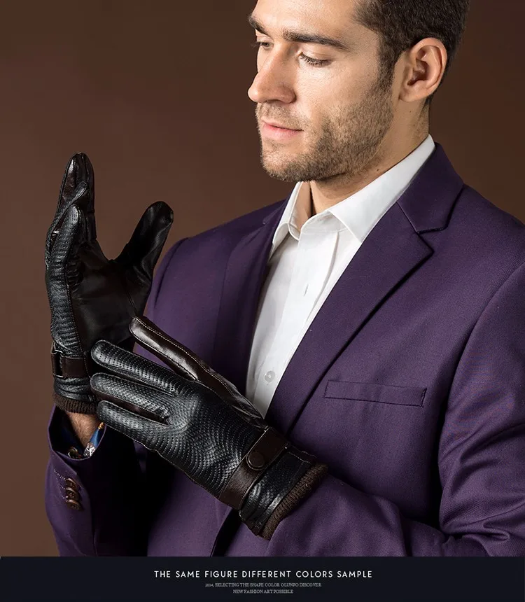 Осенние новые дизайнерские роскошные мужские перчатки для вождения 100% натуральная варежки из овчины теплые перчатки для моды мужские