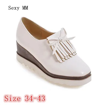 

Platform Wedges Shoes Women Flats Slip On Woman Leisure Shoes Female Oxfords Casual Shoes Loafers Plus Size 34 - 40 41 42 43