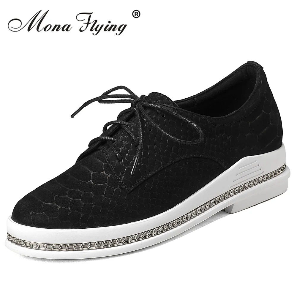 

2017 spring and summer new casual shoes women's leather flat lace head layer embossed single shoes female 618