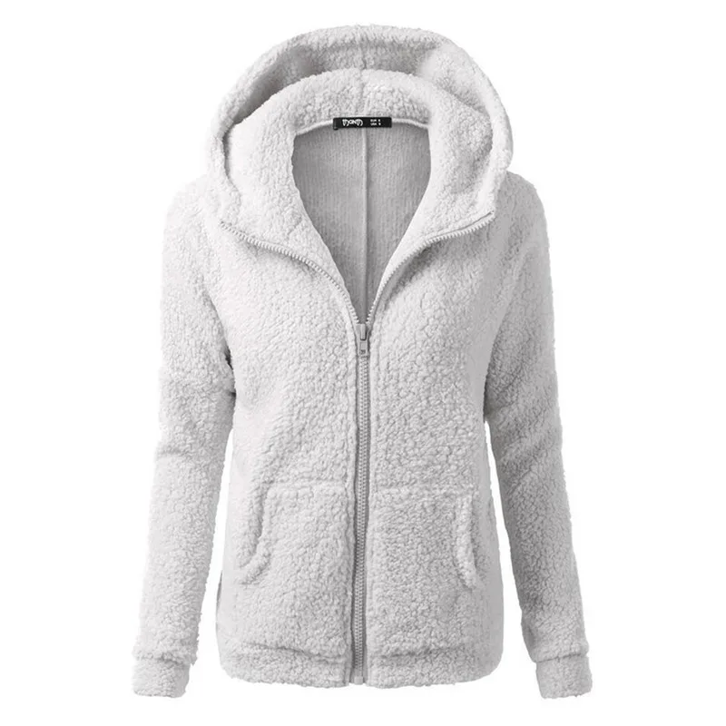  Autumn 2018 New Corduroy Warm Hoodies Lady Zip-up Pocket Long-Sleeve Hooded Sweatshirts Korean Casu