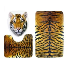 Por Tiger Bathroom Set Lots From 3pcs Set Tiger Leopard Printed Bath Mat Anti Silp Flannel Bathing Rug Toilet Lid Cover Floor Carpet Shower Pad Bathroom Sets