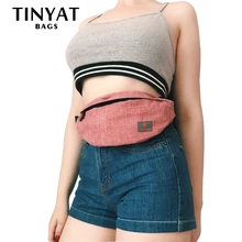 TINYAT Casual Men Fanny Bag Women Shoulder Waist Pack Bag Pouch Travel Hip Bum Bag Canvas