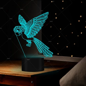 

Cartoon lovely parrot shapes LED illusion 3D night lights 7 changing colors usb cable touch control creative festival gift decor