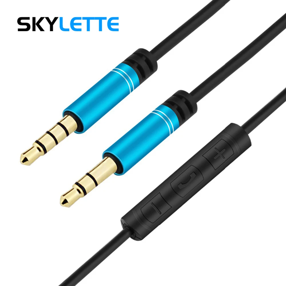 

Audio Connect Cable 3.5mm Jack Aux Cable With Microphone for Phone Computer to Speaker Headphone Male-Male 1m Extension Cord