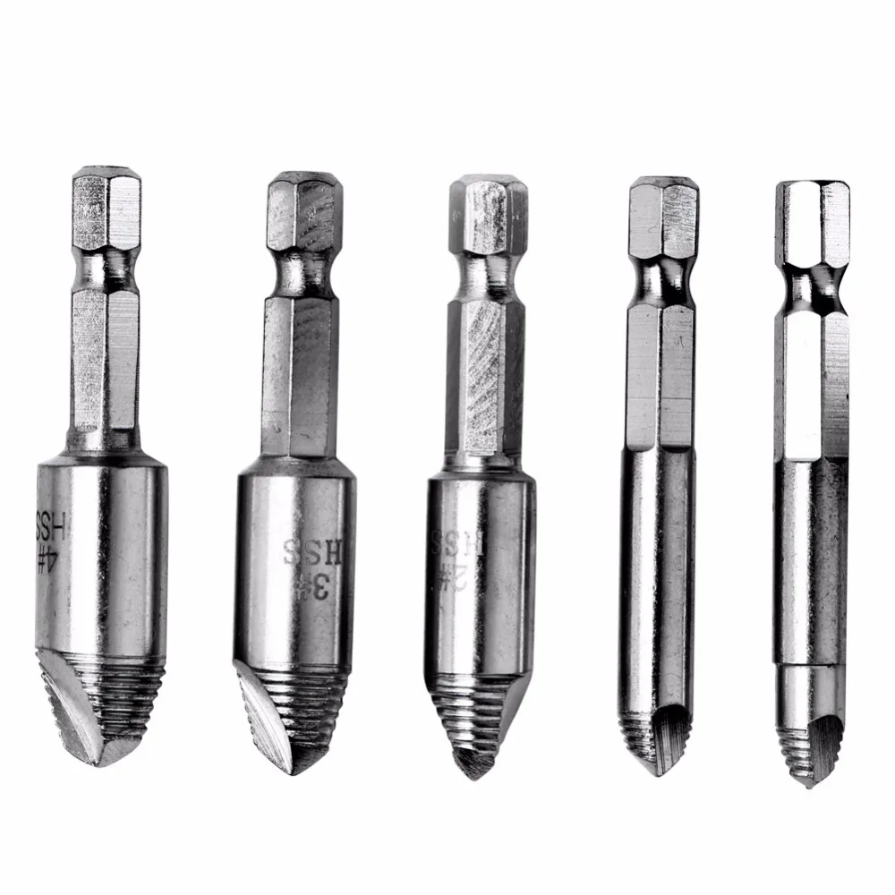 5pcs Screw Extractor Drill Bit Guide Set Remover Broken Studs Damaged
