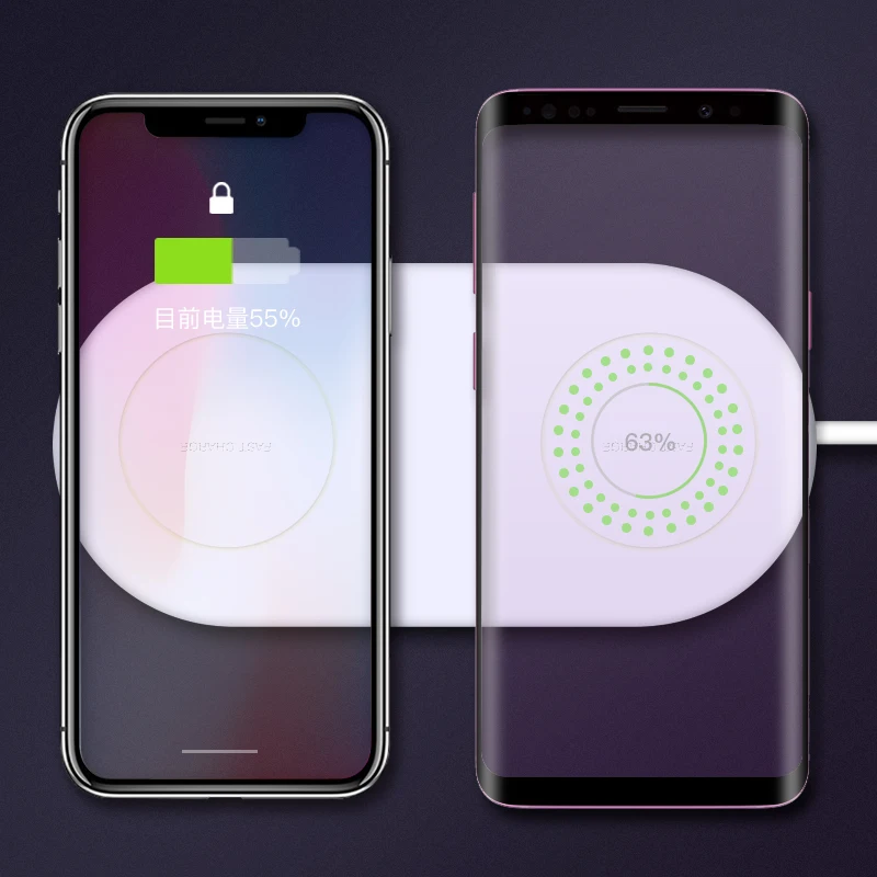 KISSCASE 2 в 1 10 Вт Qi Беспроводное зарядное устройство для iPhone X Xs MAX XR 8 plus Быстрая